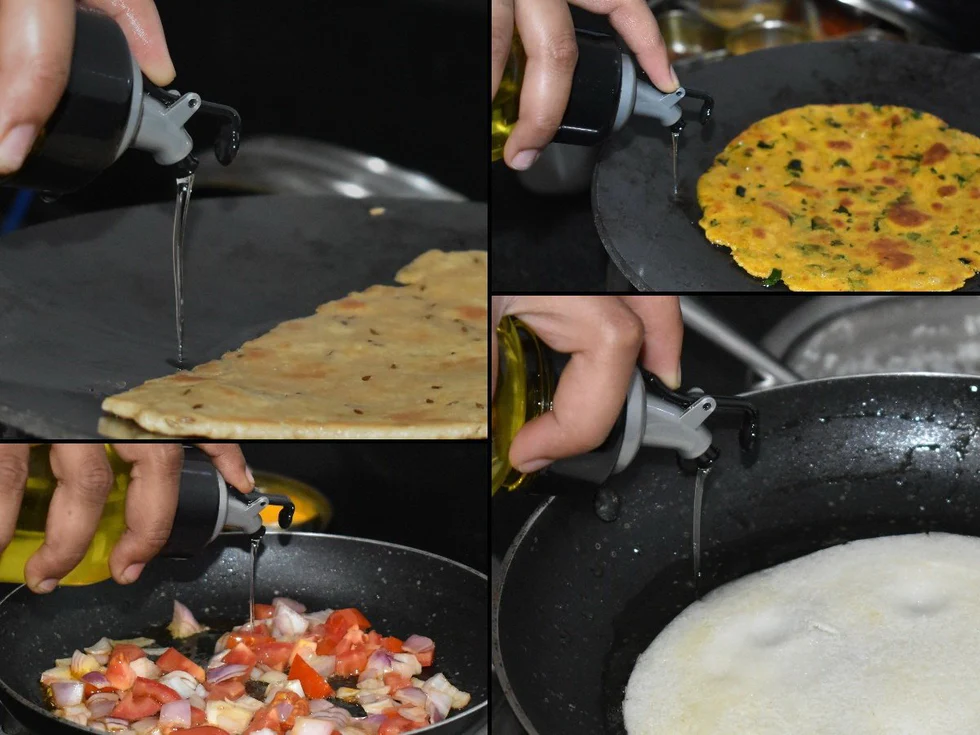 1L Oil Dispenser with Lid & Drip-Free Spout (Plastic) - Image 3